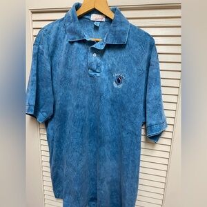 Vintage Caesars Palace Polo Mens Large Blue Marbled Wash Embroidered Logo Soft